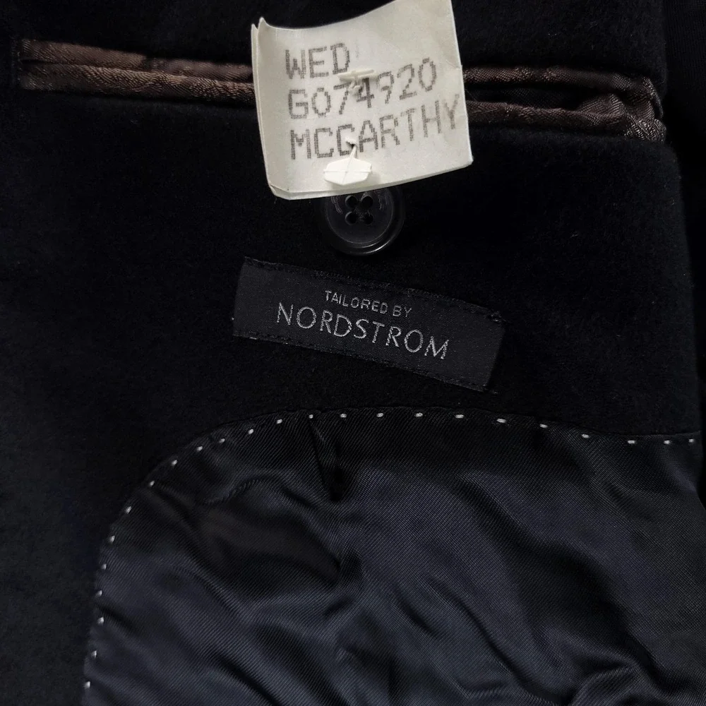 John W Nordstrom Signature Blazer Mens 48L Black Cashmere Loro Piana Sport Coat